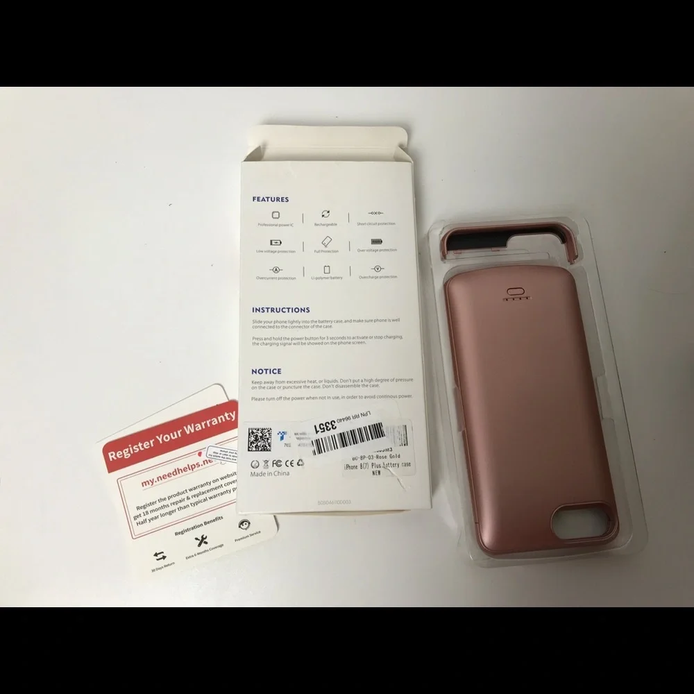 IPHONE Battery Case for‎ 6P/6SP/7P/8P Rose Gold NEW
